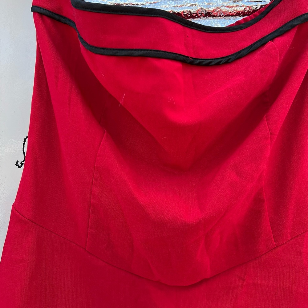NWOT Size 13 Strapless Red with Black Piping (orphan Annie) Dress